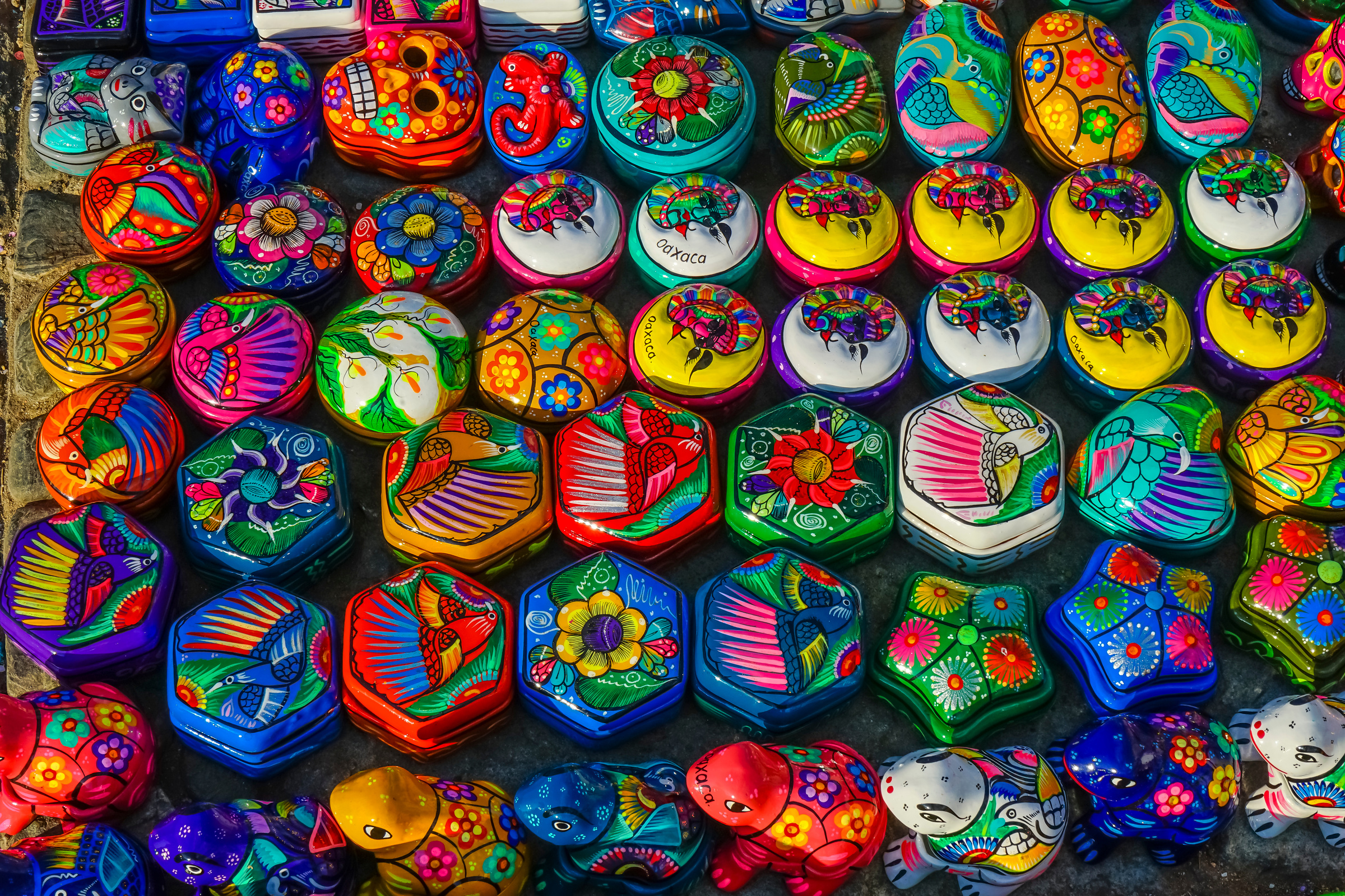 Colorful Small Ceramic Boxes Frogs Oaxaca Mexico