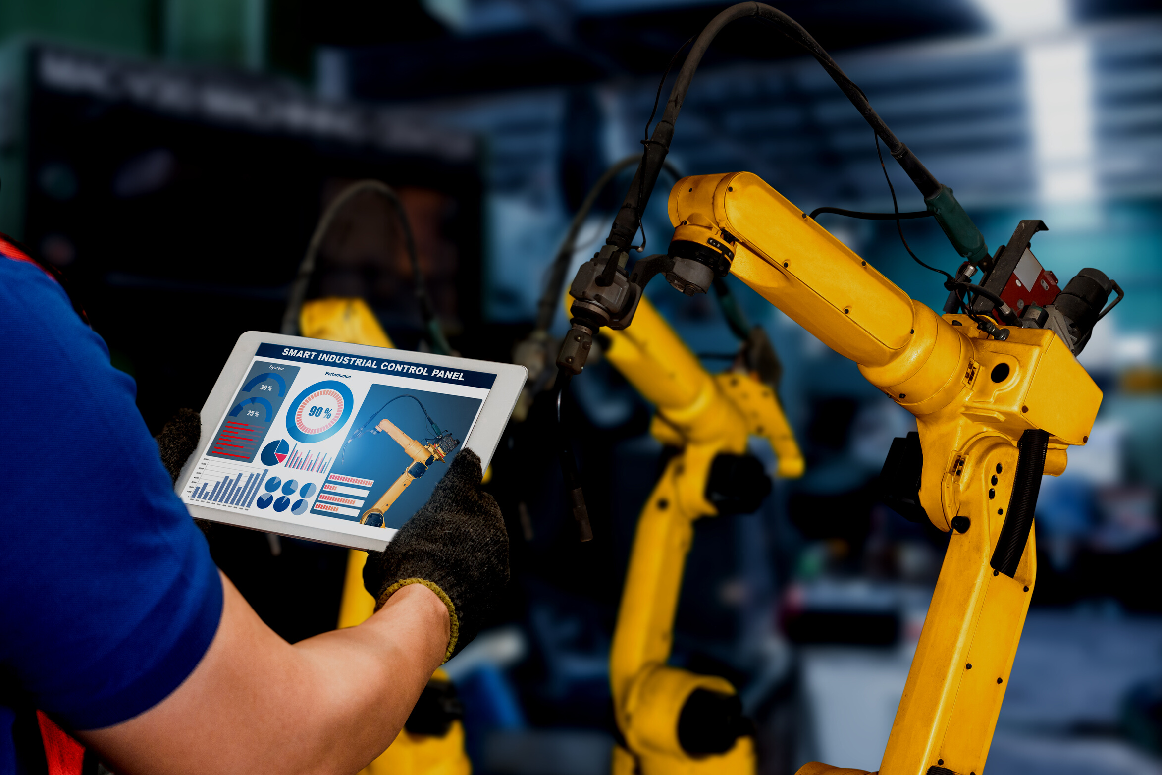 Smart industry robot arms for digital factory production technology