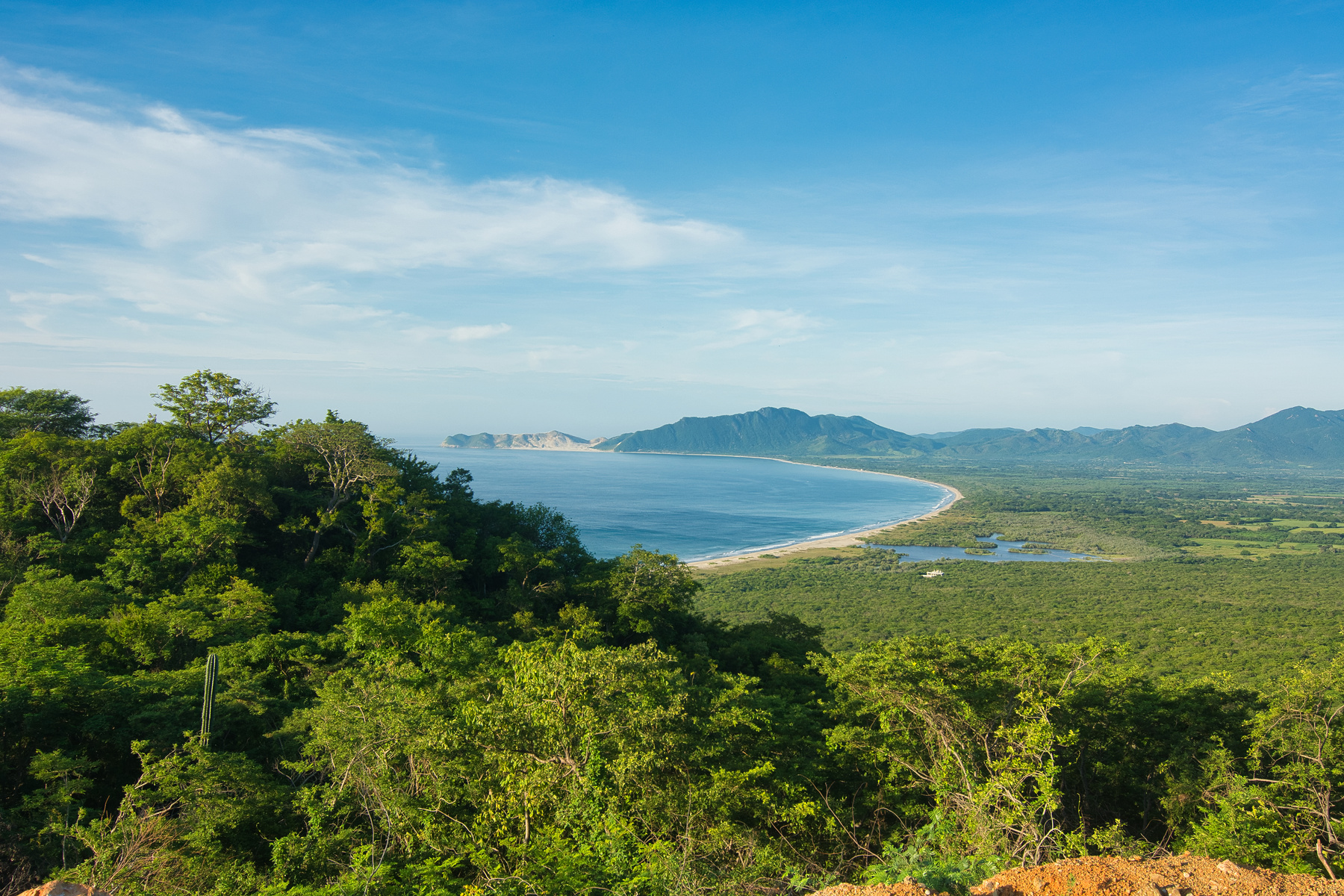 View Of Forested Mountains And Beach, Salina Cruz, Oaxaca, Mexico